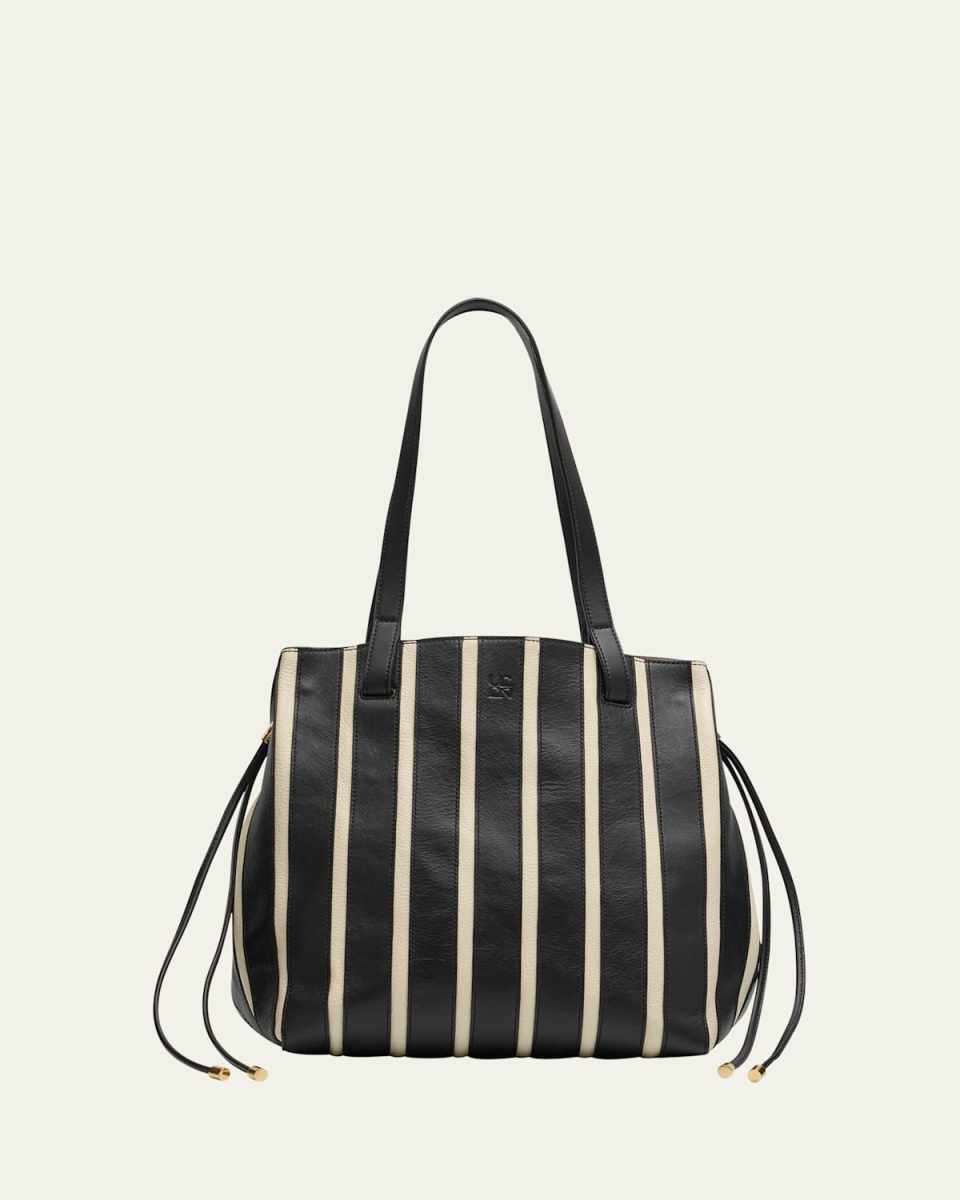 Alma Striped Leather Everyday Tote Bag